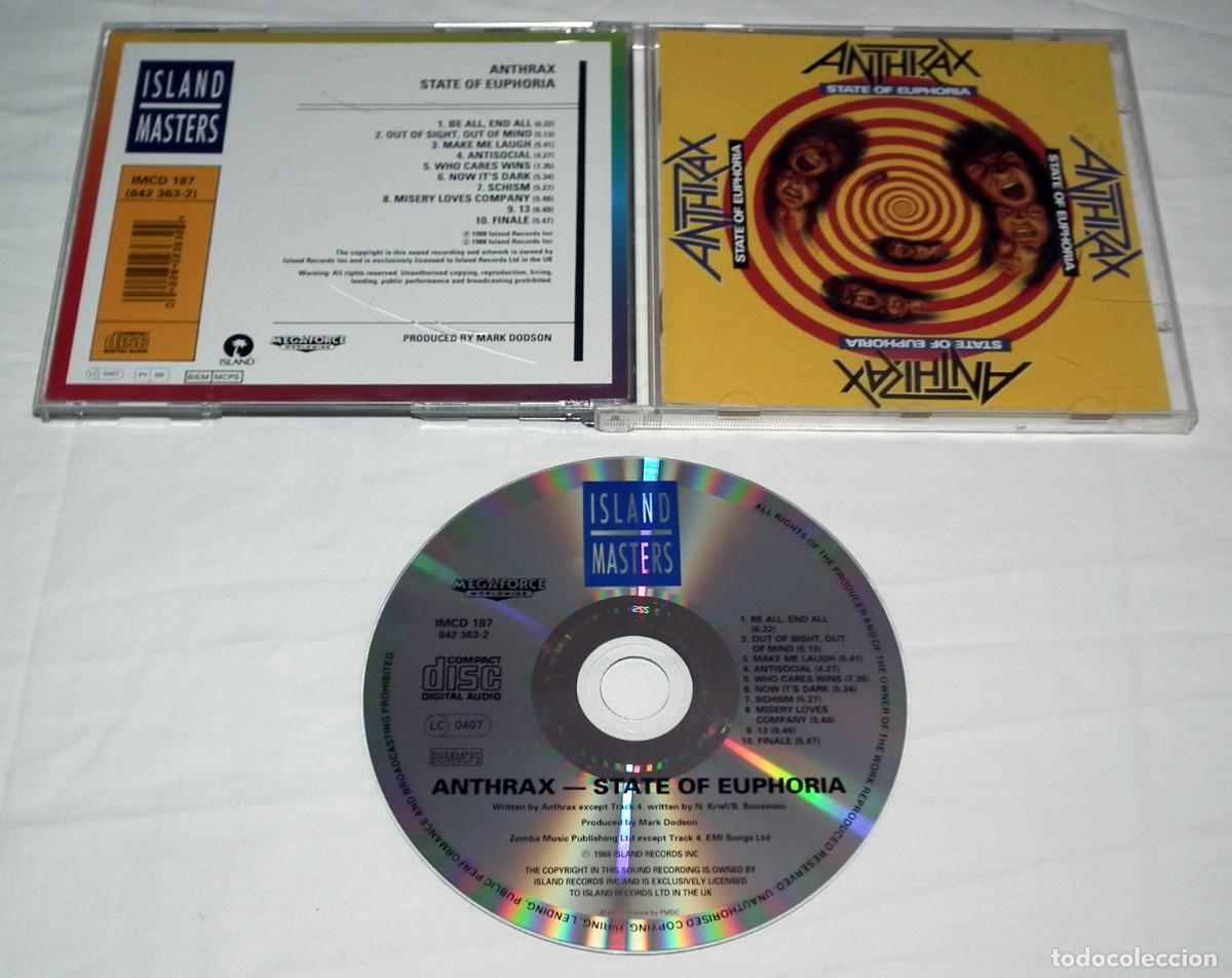 CDs de m&uacute;sica: CD ANTHRAX - STATE OF EUPHORIA - Foto 2