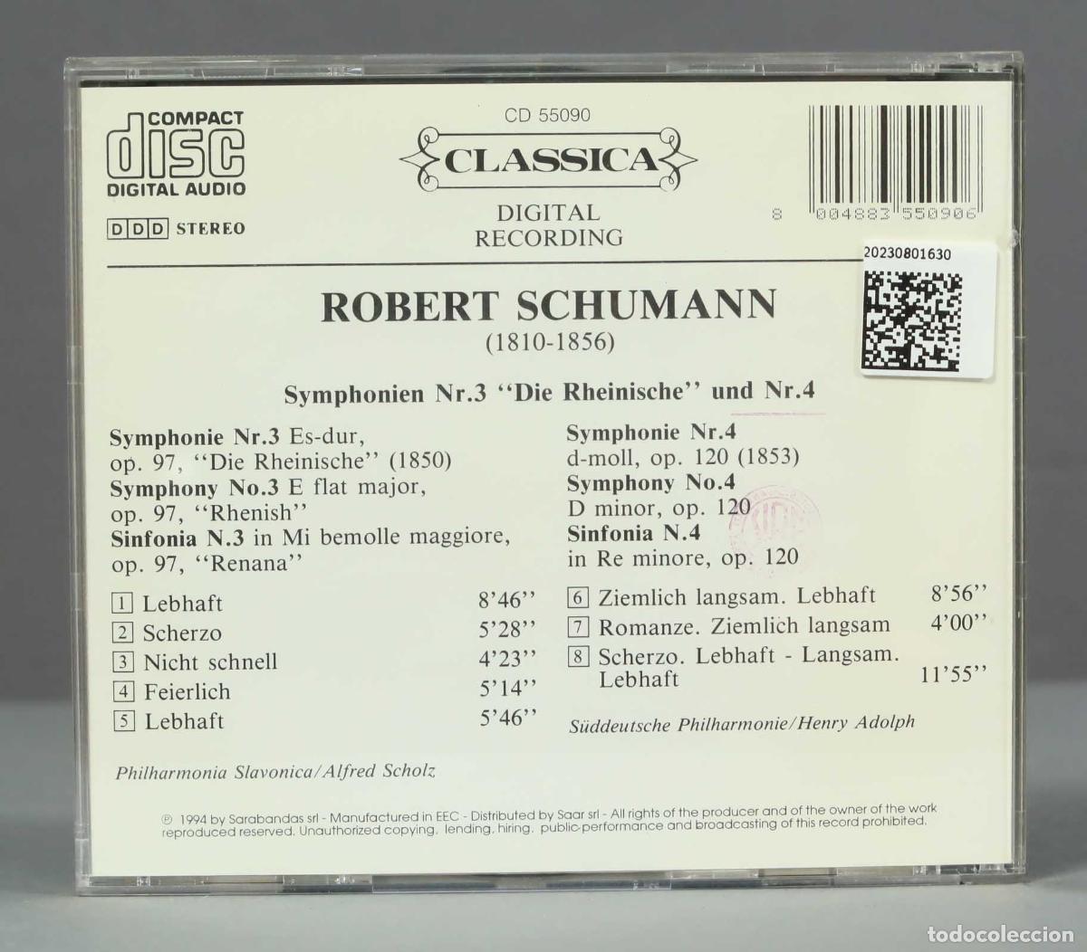 CDs de m&uacute;sica: CD. SYMPHONIEN 3 , 4. SCHUMANN. ADOLPH - Foto 2