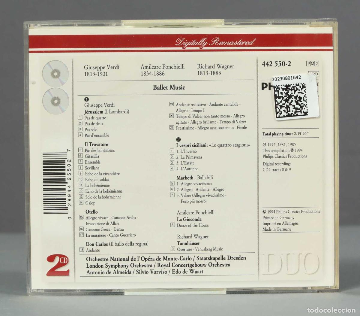 CDs de m&uacute;sica: 2 CD. Verdi, Ponchielli, Wagner &ndash; Complete Ballet Music - Foto 2