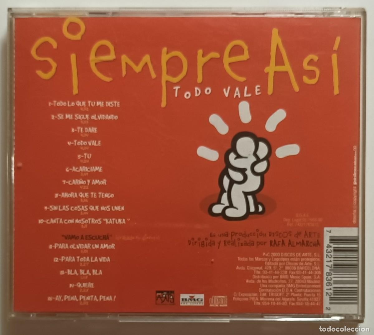 CDs de m&uacute;sica: CD - SIEMPRE ASI - TODO VALE - Foto 2