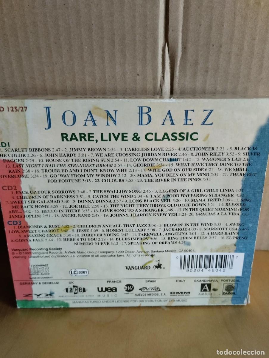 CDs de m&uacute;sica: JOAN BAEZ ---- RARE,LIVE & CLASSIC - 3 CD BOX - Foto 2