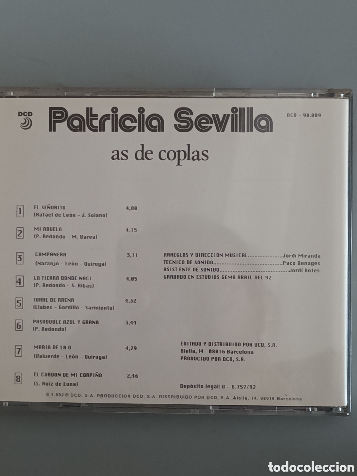 CDs de m&uacute;sica: Patricia sevilla - Foto 2