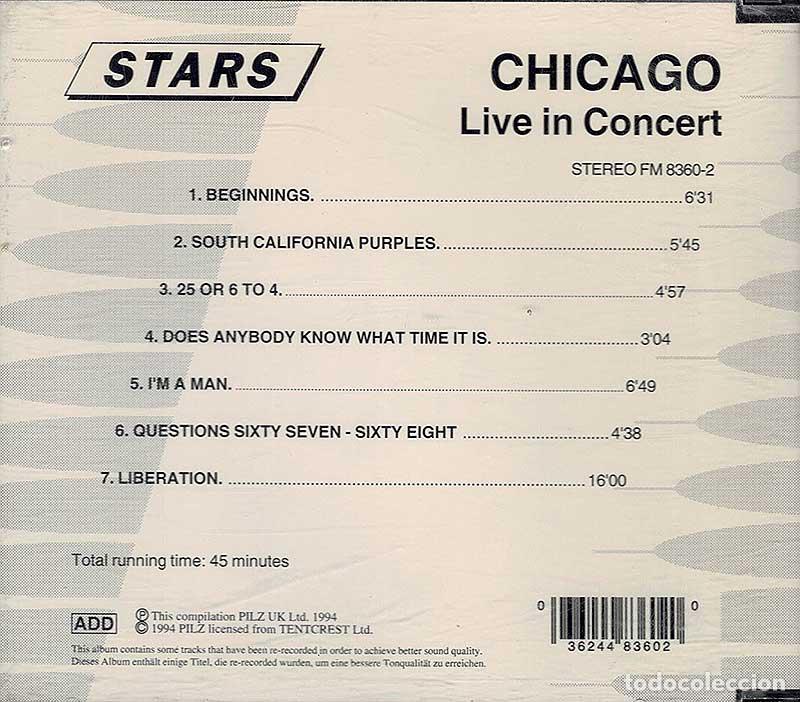 CDs de m&uacute;sica: Chicago - Live In Concert. CD - Foto 2