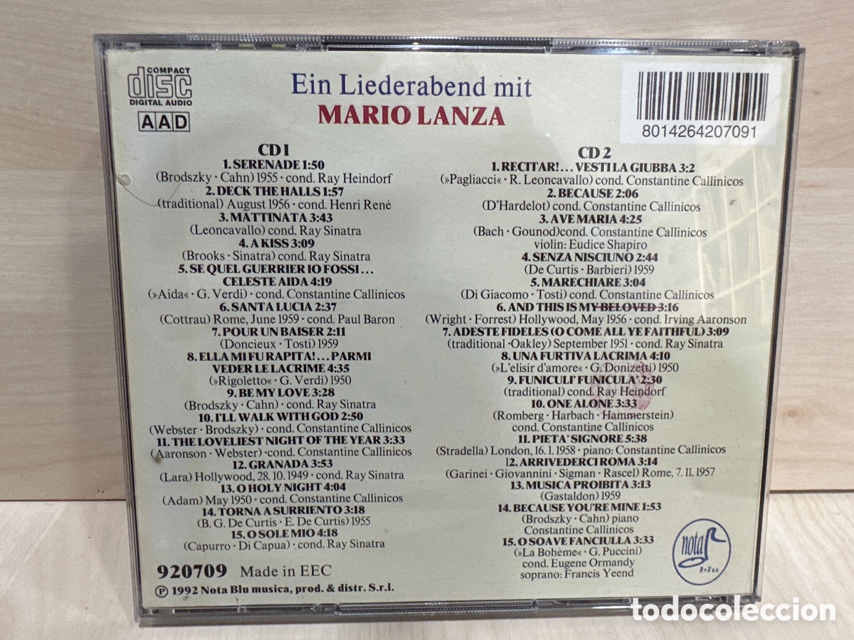CDs de m&uacute;sica: Mario Lanza - Ein Liederabend (2xCD, Comp) - Foto 2