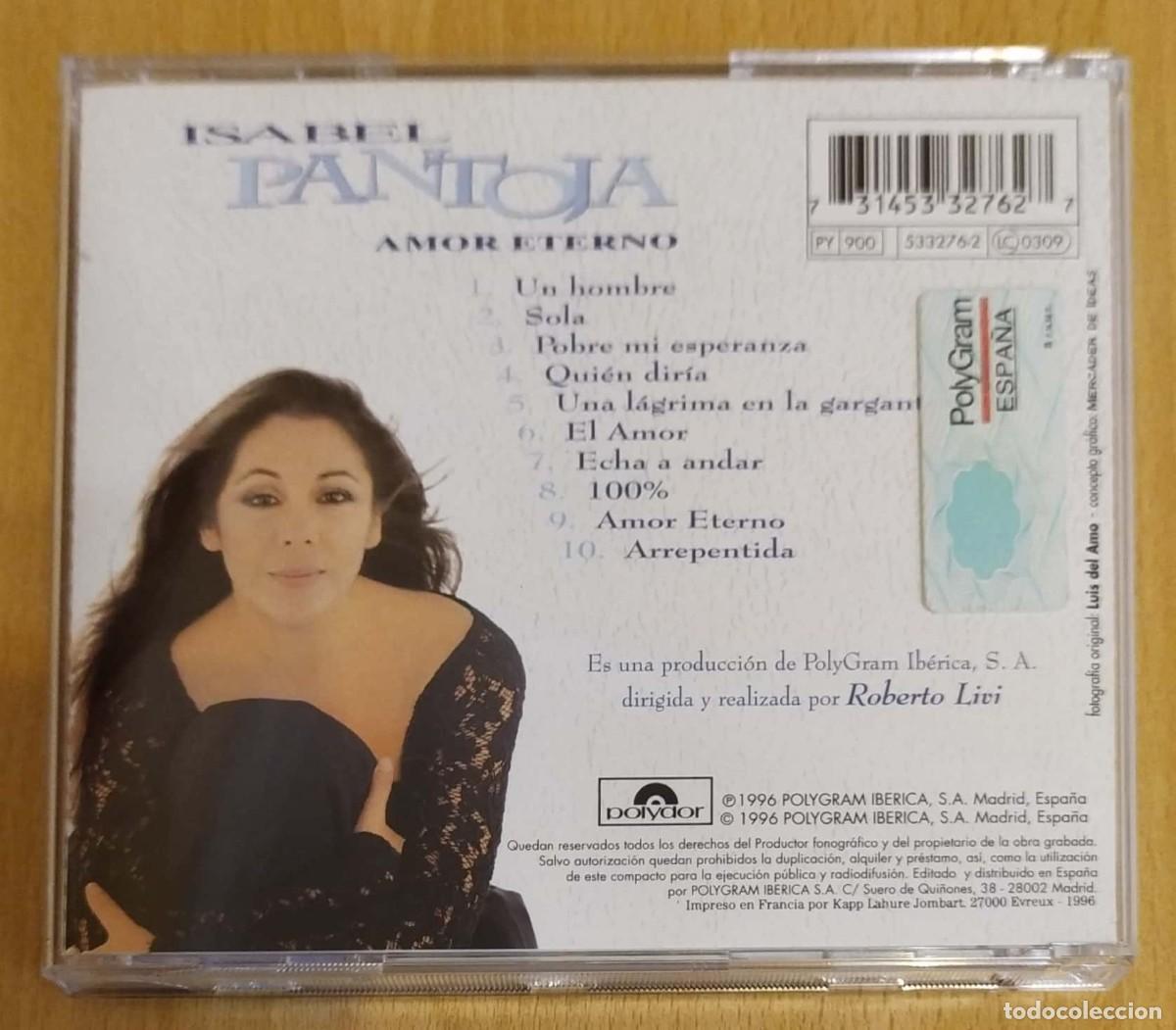CDs de m&uacute;sica: ISABEL PANTOJA (AMOR ETERNO) CD 1996 - Foto 2