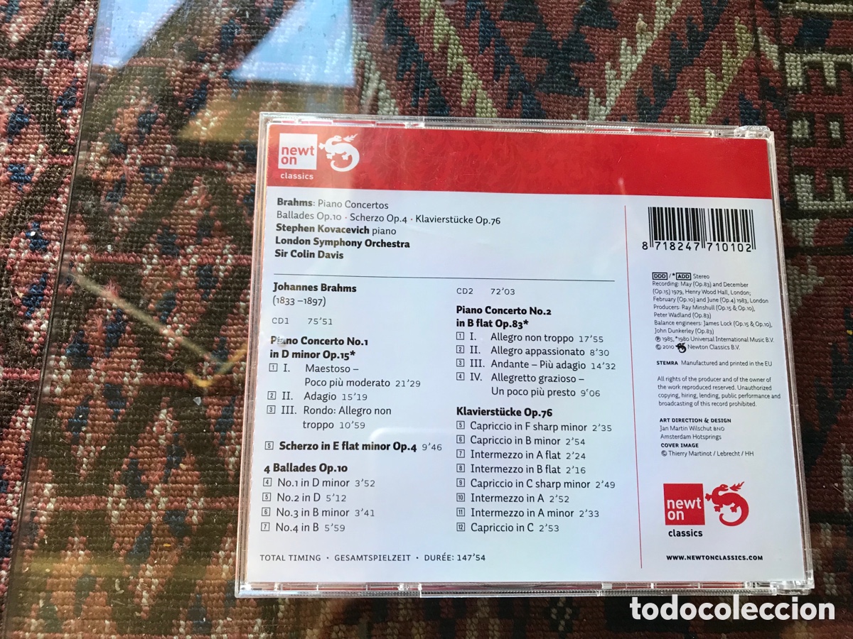 CDs de m&uacute;sica: Stephen Kovacevich. Brahms. Sir Colin Davis. Newton classics - Foto 3