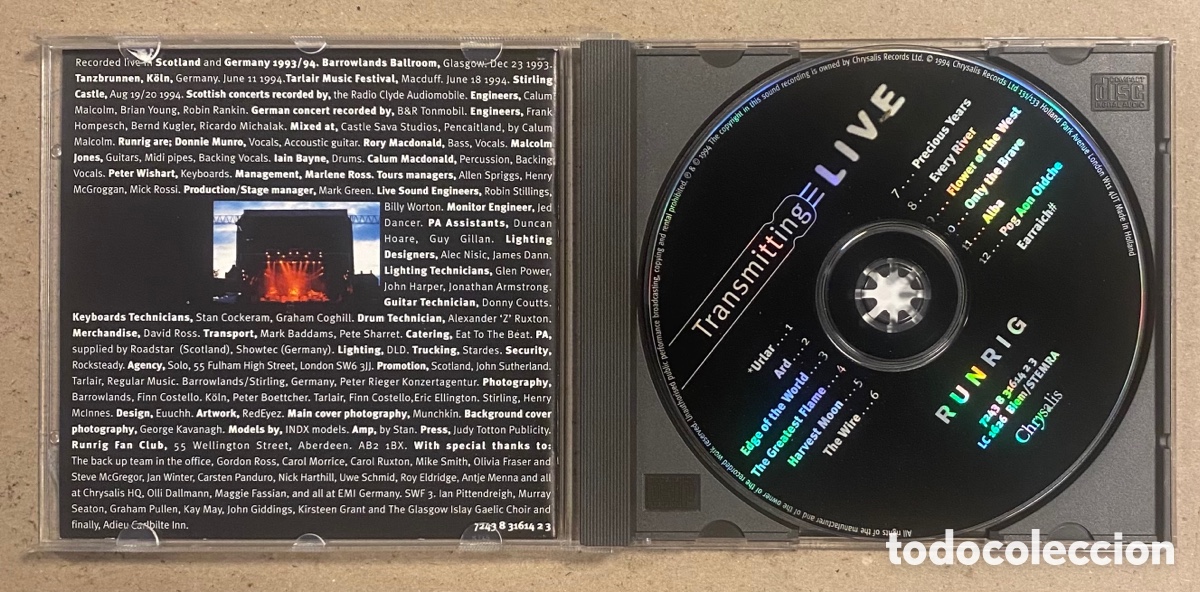 CDs de m&uacute;sica: CD. RUNRIG &ldquo;TRANSMITTING LIVE&rdquo; (CHRYSALIS 1994). - Foto 2