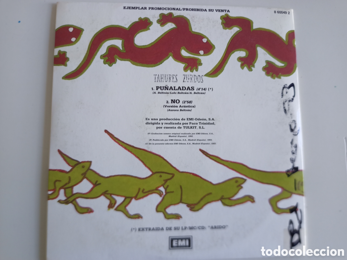 CDs de m&uacute;sica: Tah&uacute;res Zurdos - Pu&ntilde;aladas (cd sn) - Foto 3