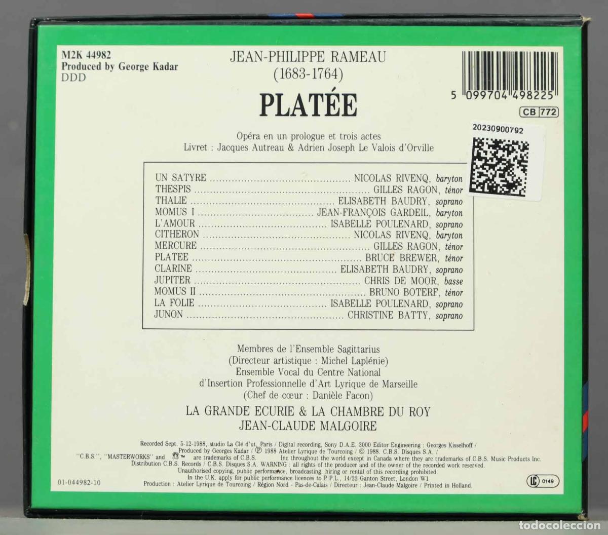 CDs de m&uacute;sica: 2 CD. Malgoire &ndash; Plat&eacute;e. RAMEAU. BREWER - Foto 2