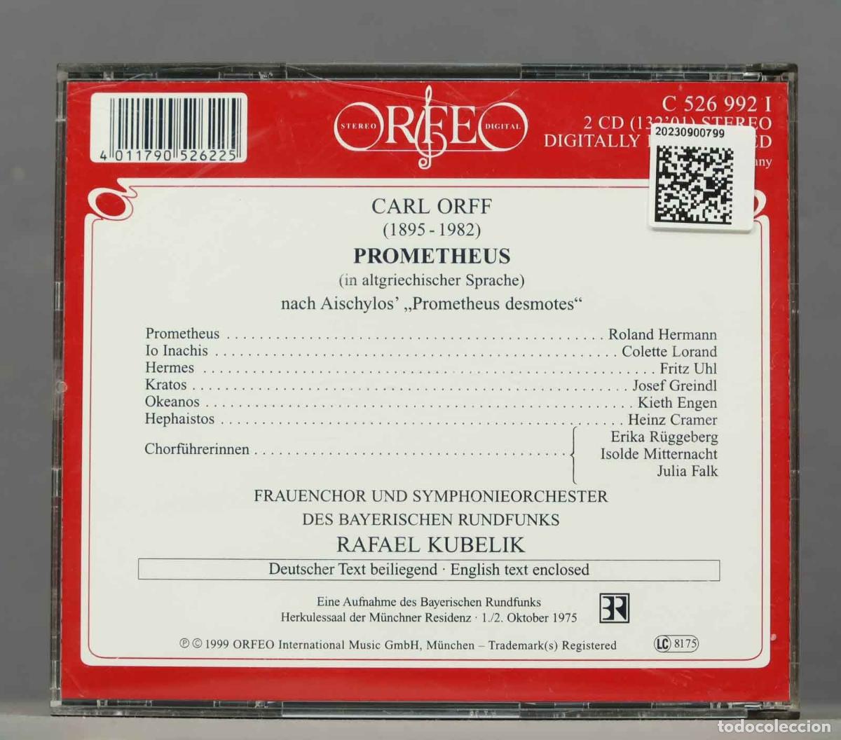 CDs de m&uacute;sica: 2 CD. Kubelik &ndash; Prometheus. ORFF - Foto 2