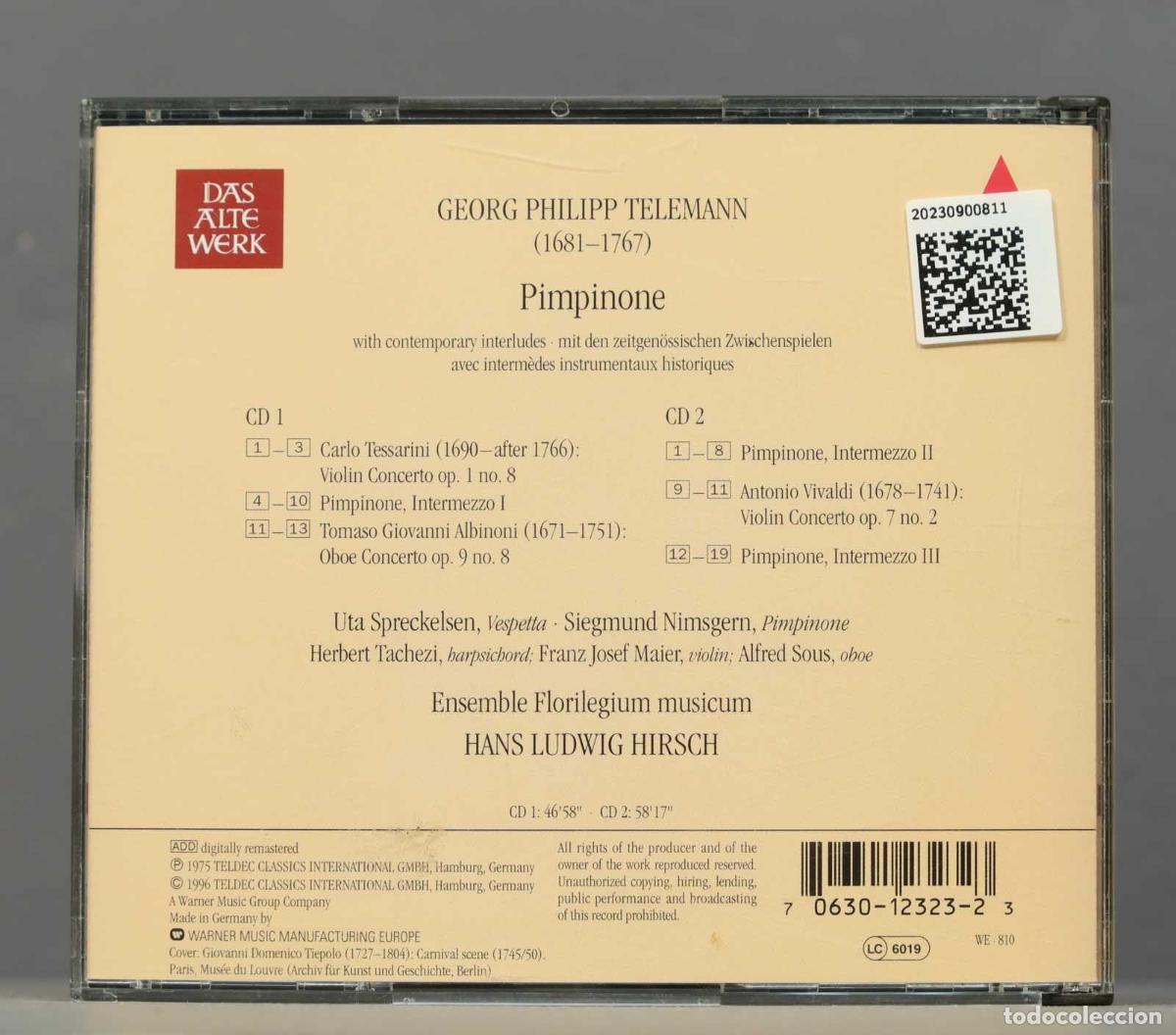 CDs de m&uacute;sica: 2 CD. Hirsch &ndash; Pimpinone. TELEMANN - Foto 2