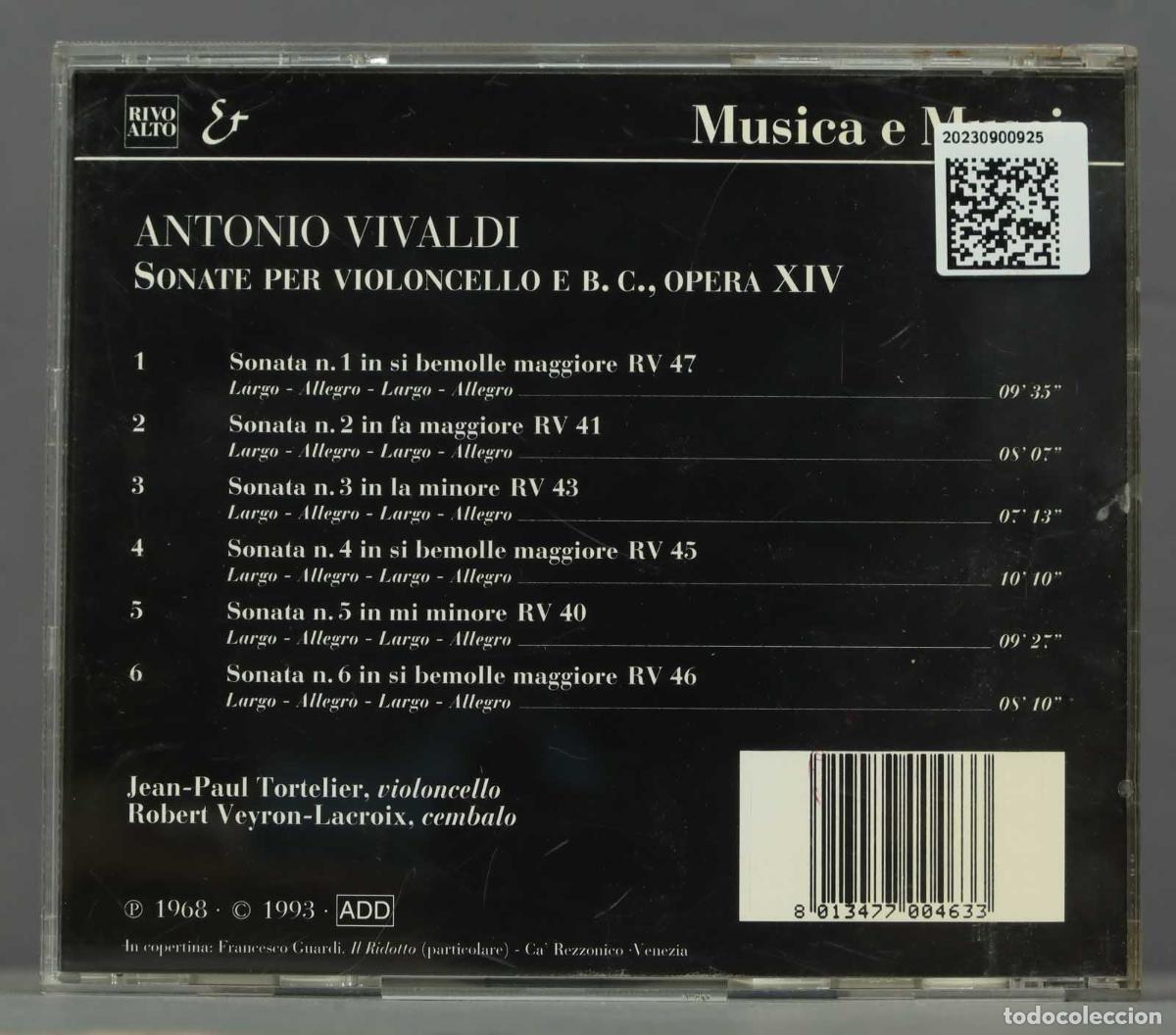 CDs de m&uacute;sica: CD. Antonio Vivaldi &ndash; Sonate Per Violoncello E B.C., Opera XIV - Foto 2