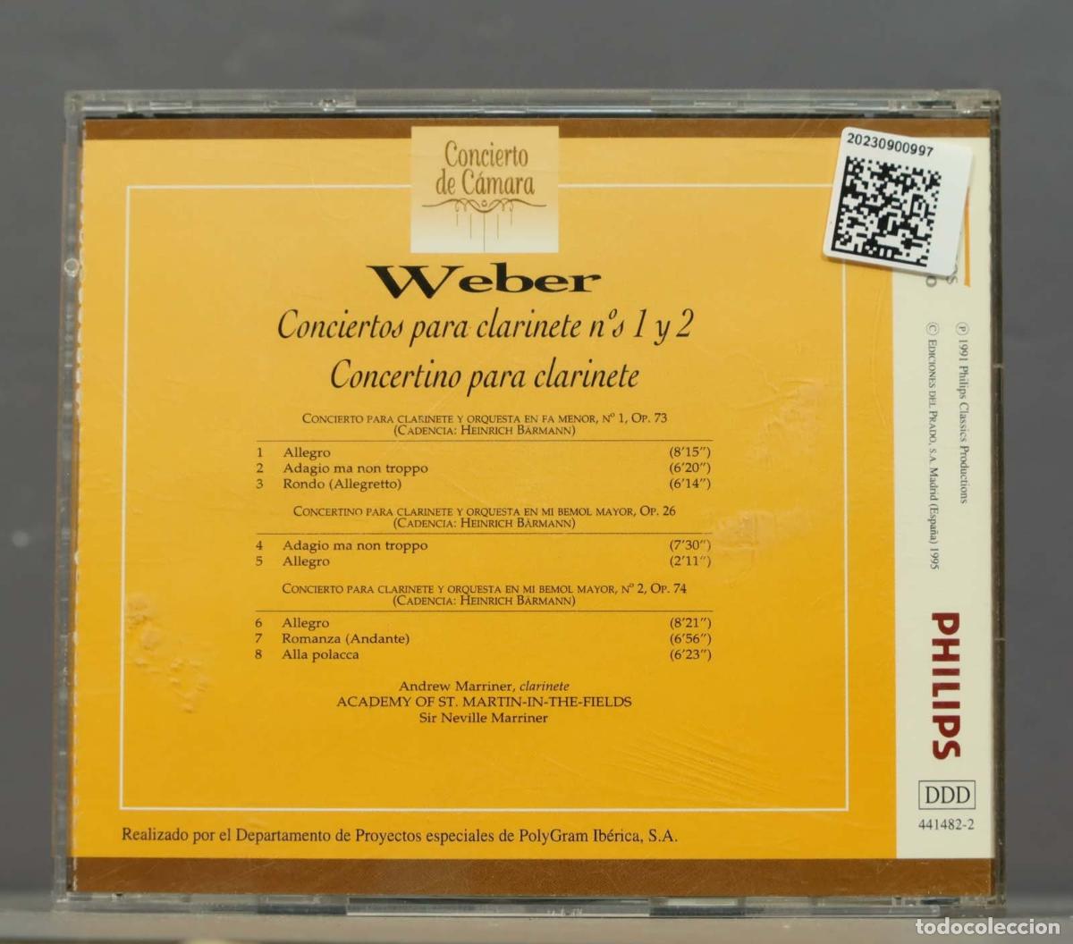 CDs de m&uacute;sica: CD. WEBER. CONCEIRTOS CLARINETE 1 2 - Foto 2