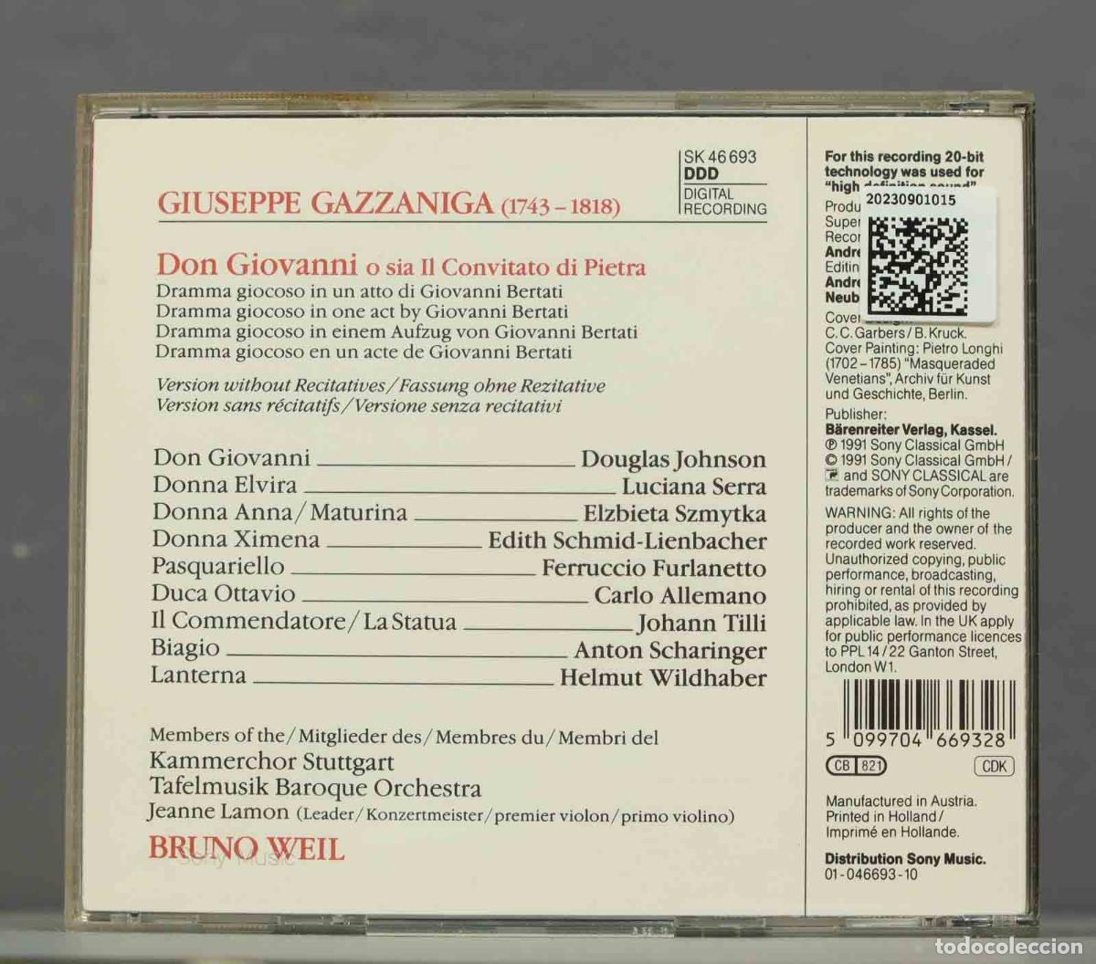 CDs de m&uacute;sica: CD. Weil &ndash; Don Giovanni. GAZZANIGA - Foto 2
