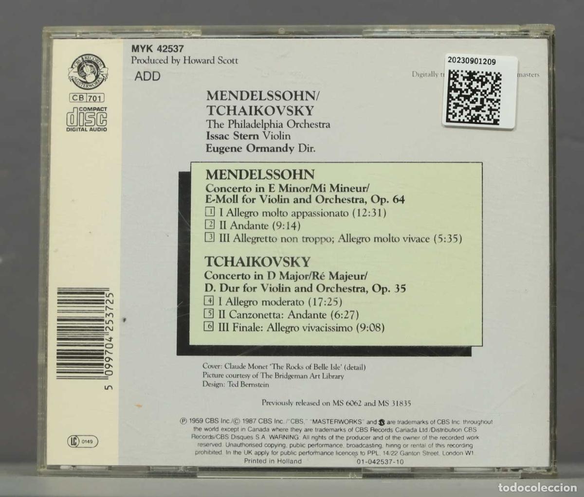 CDs de m&uacute;sica: CD. Ormandy &ndash; Concertos For Violin. Mendelssohn, Tchaikovsky - Foto 2