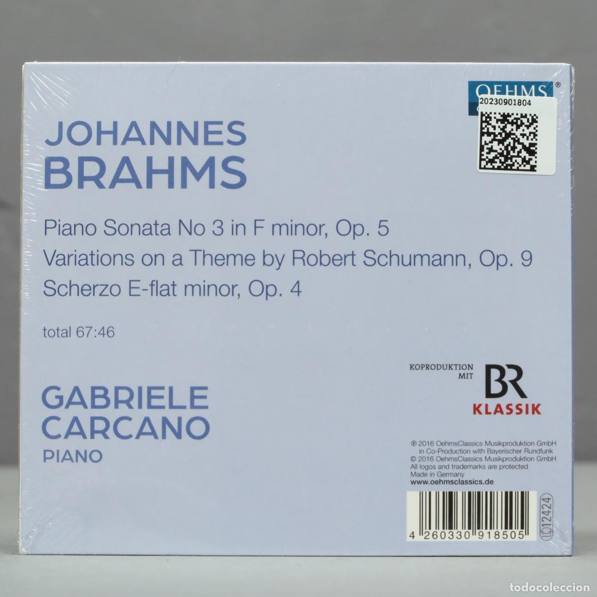 CDs de m&uacute;sica: CD. Gabriele Carcano, Brahms &ndash; Brahms. PRECINTADO - Foto 2