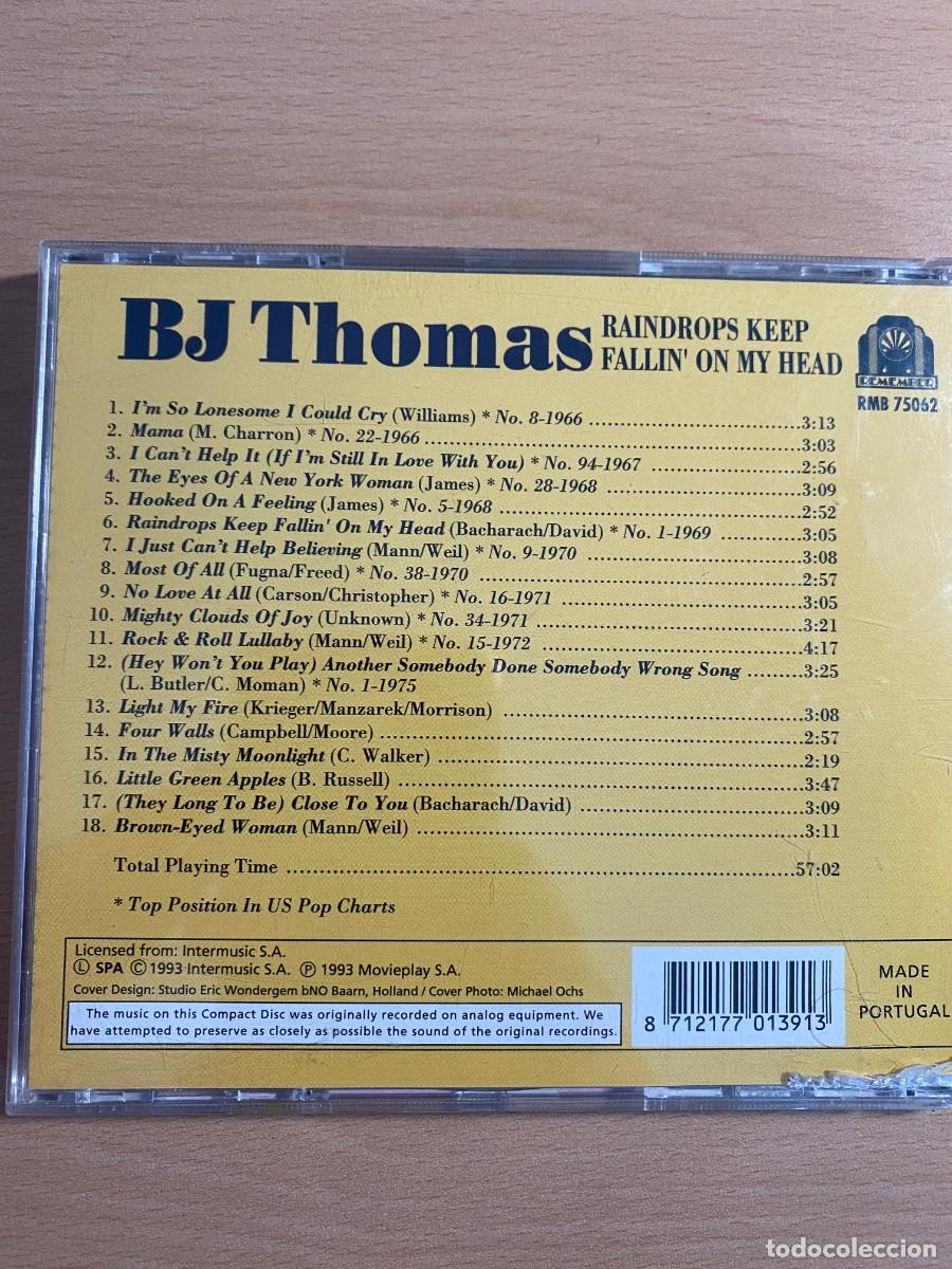 CDs de m&uacute;sica: BJ THOMAS RAINDROPS KEEP FALLIN ON MY HEAD - Foto 2
