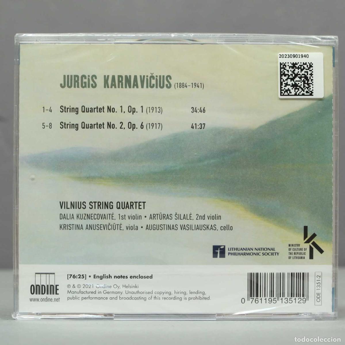 CDs de m&uacute;sica: CD. Karnavičius, Vilnius String Quartet &ndash; String Quartets Nos. 1 AND 2 .PRECINTADO - Foto 2