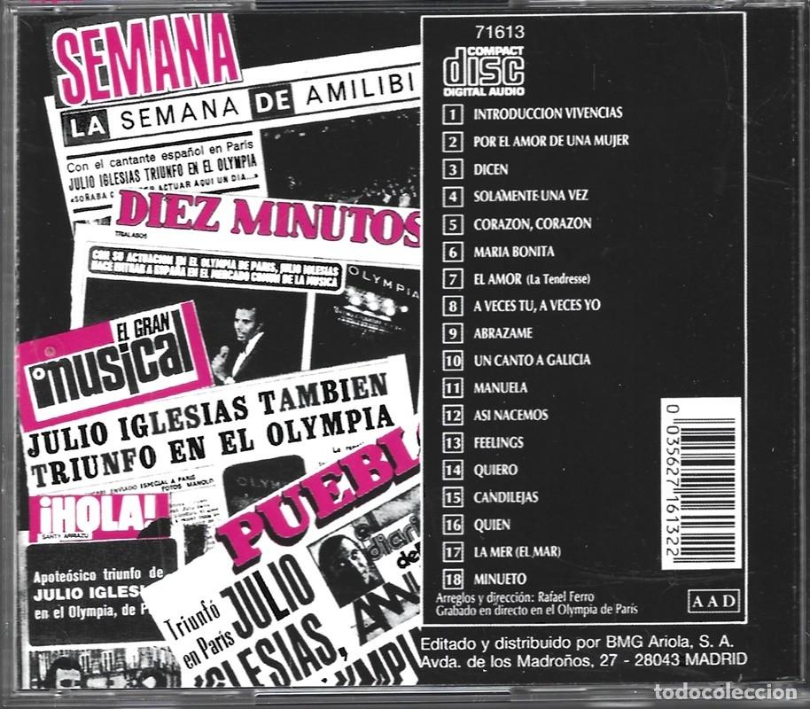 CDs de m&uacute;sica: JULIO IGLESIAS &uml;EN EL OLYMPIA&uml; (CD) - Foto 2