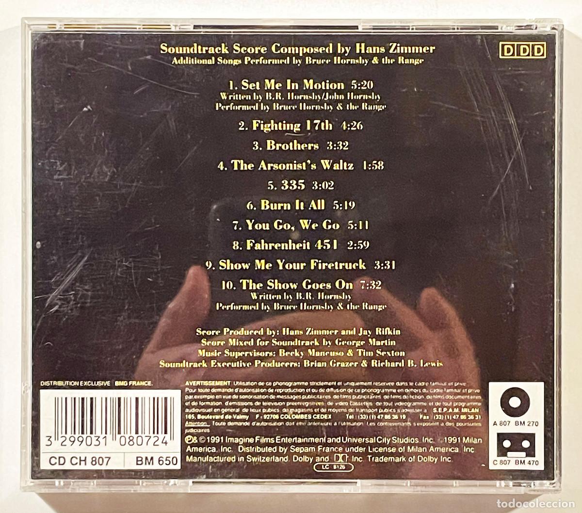 CDs de m&uacute;sica: BACKDRAFT / BSO / CD MILAN 1991 / FRANCIA - Foto 2