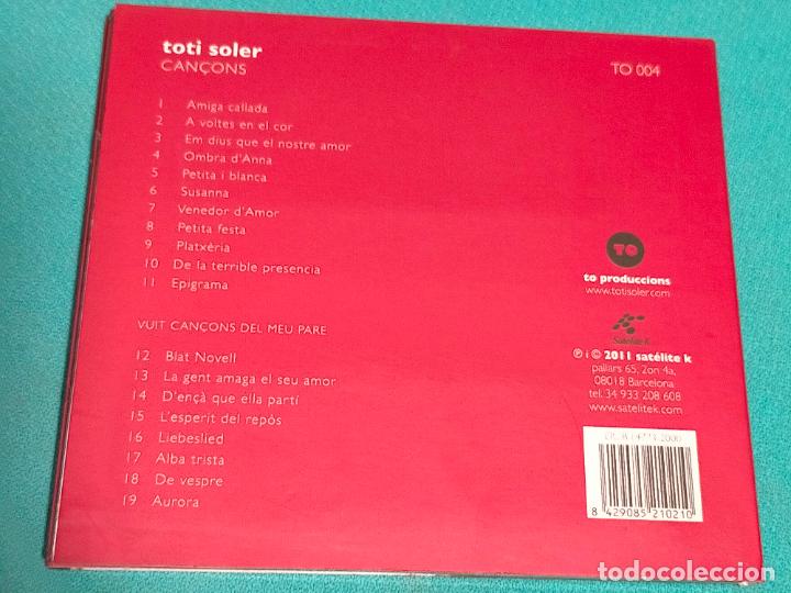 CDs de m&uacute;sica: Disco CD toti soler can&ccedil;ons catal&agrave; catal&aacute;n 2011 sat&eacute;lite - Foto 4