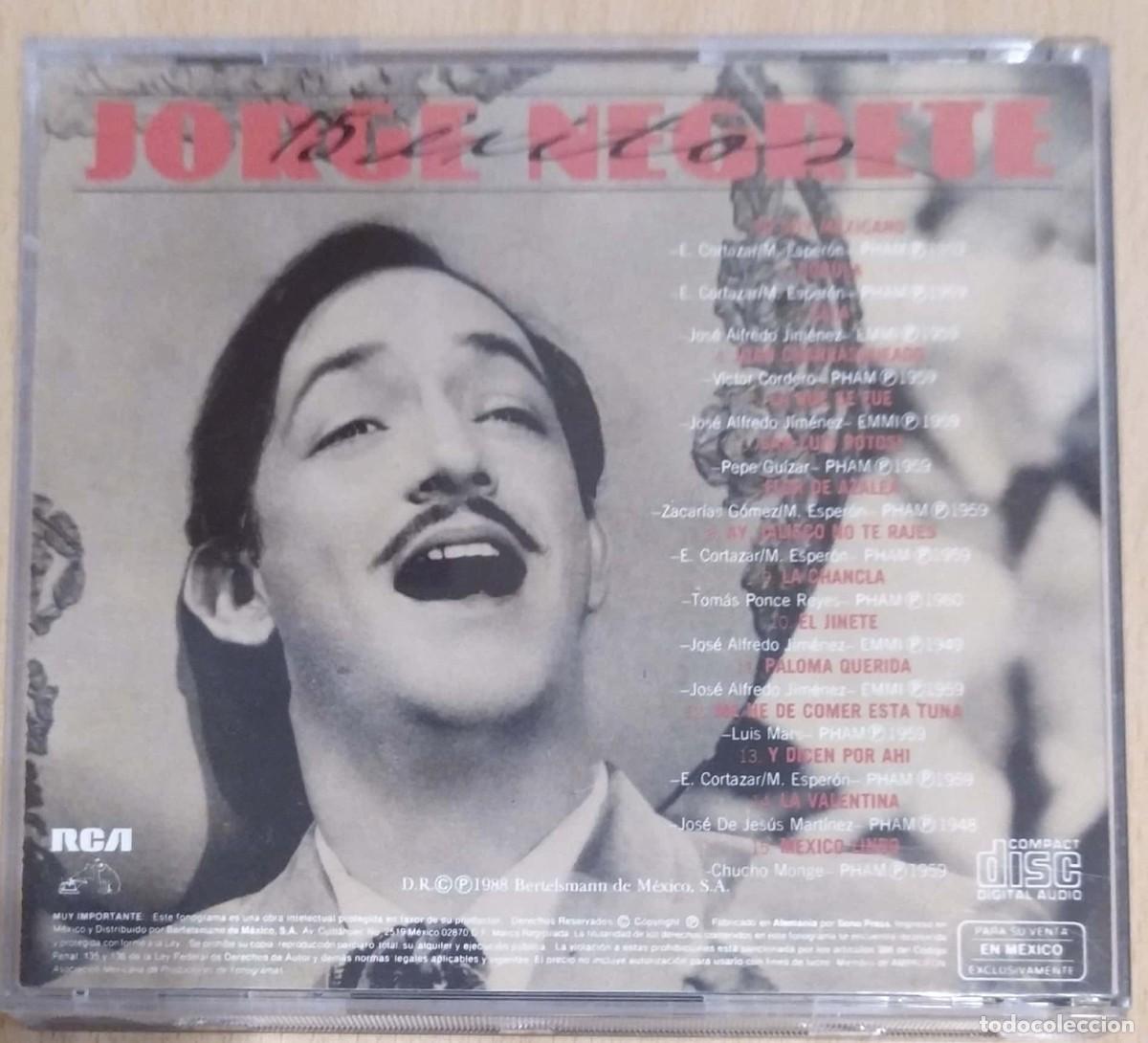 CDs de m&uacute;sica: JORGE NEGRETE (15 EXITOS) CD 1988 MEXICO - Foto 2