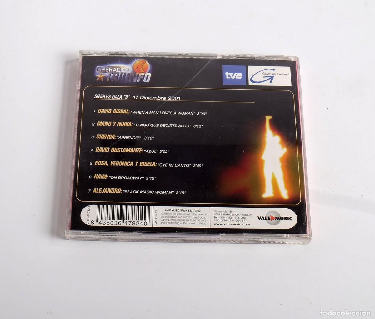CDs de m&uacute;sica: CD Operaci&oacute;n Triunfo. Singles Gala 8. Edici&oacute;n limitada. 2001. Impecable - Foto 3