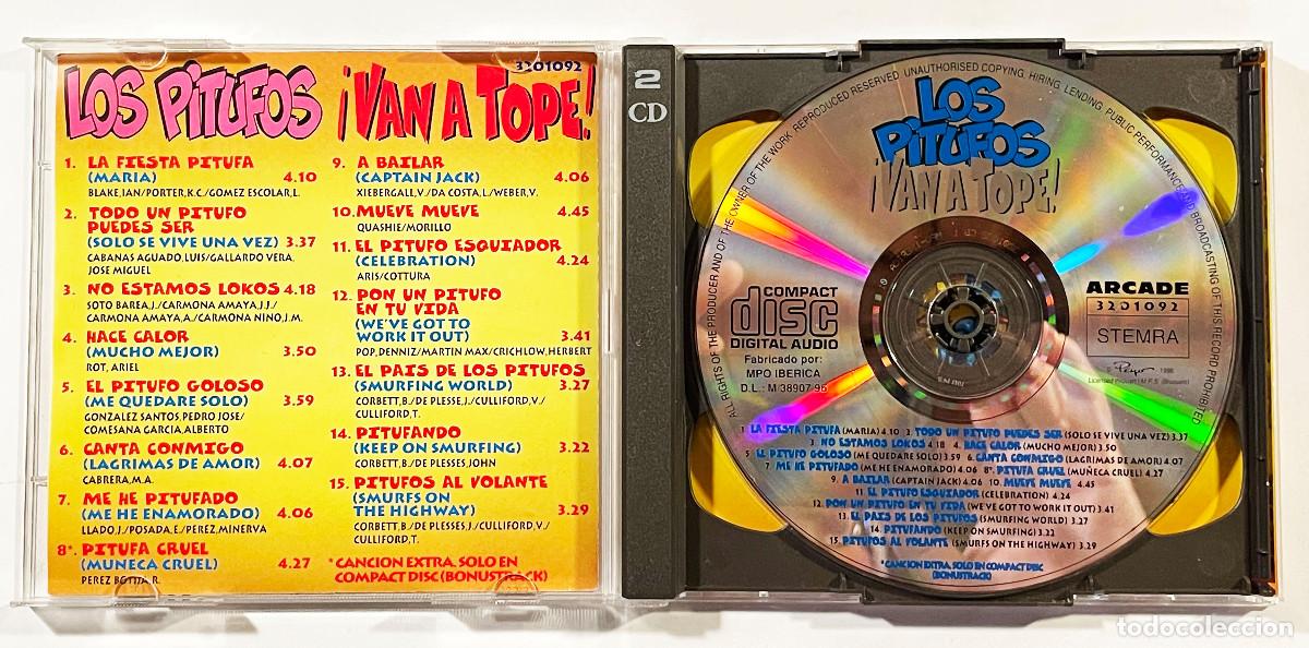 CDs de m&uacute;sica: LOS PITUFOS &iexcl;VAN A TOPE! / 2CD ARCADE 1996 / ESPA&Ntilde;A - Foto 3