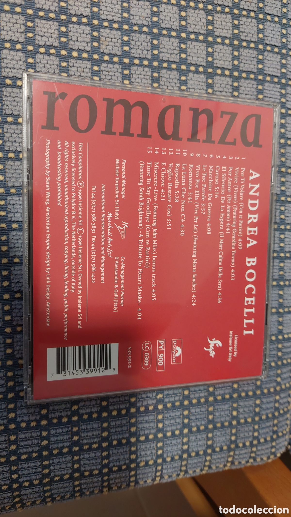 CDs de m&uacute;sica: CD Andrea Bocelli. Romanza. 1996 - Foto 2