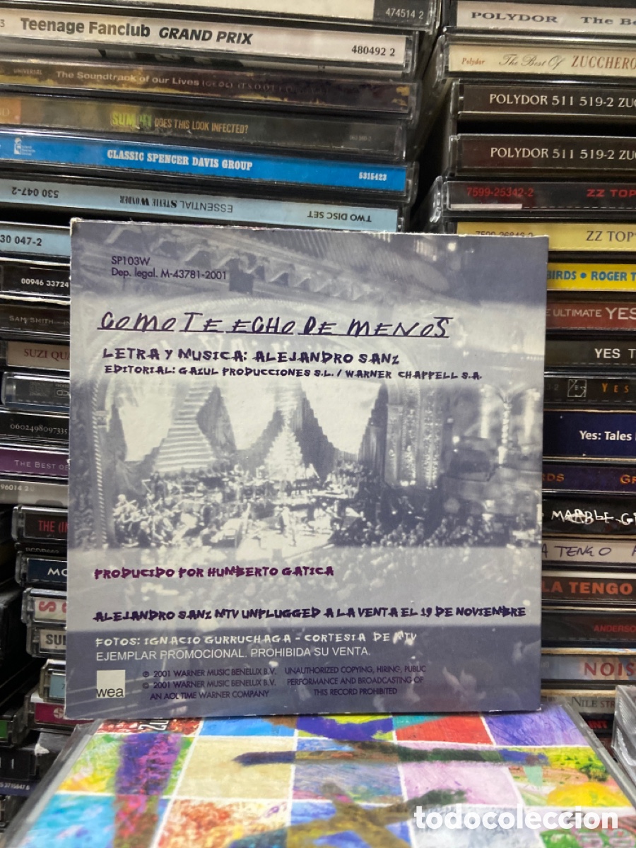 CDs de m&uacute;sica: Alejandro sanz unplugged como te echo de menos cd single - Foto 2