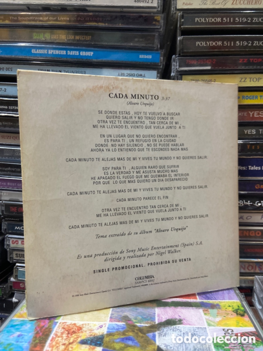 CDs de m&uacute;sica: Alvaro urquijo cada minuto cd single - Foto 2