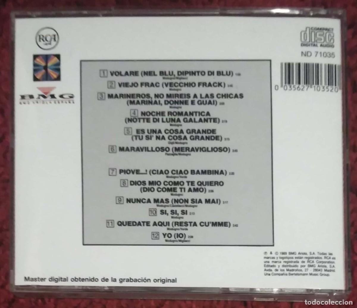 CDs de m&uacute;sica: DOMENICO MODUGNO (ANTOLOGIA) CD 1989 - Foto 2
