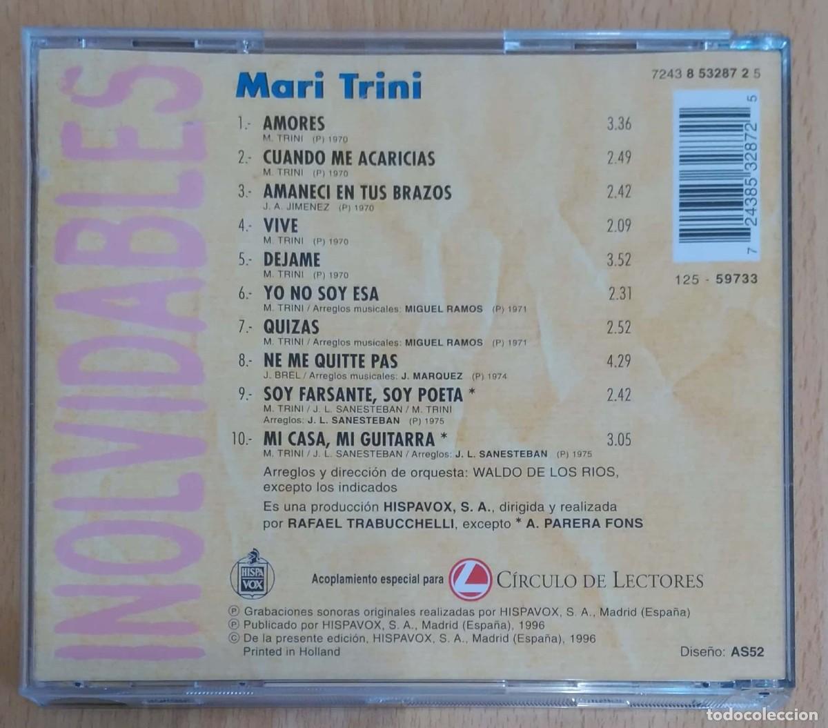 CDs de m&uacute;sica: MARI TRINI (INOLVIDABLES) CD 1996 CIRCULO DE LECTORES - Foto 2