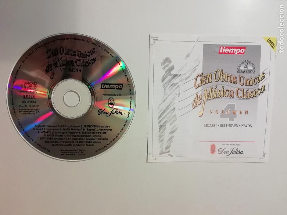 CDs de M&uacute;sica: Cien obras &uacute;nicas de M&uacute;sica Cl&aacute;sica Vol 4 Tiempo Colecci&oacute;n Don Juli&aacute;n 1992