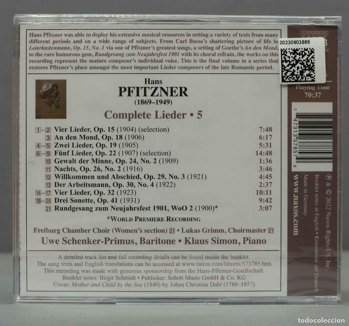 CDs de m&uacute;sica: CD. Hans Pfitzner: Complete Lieder - Volume 5. PRECINTADO - Foto 2