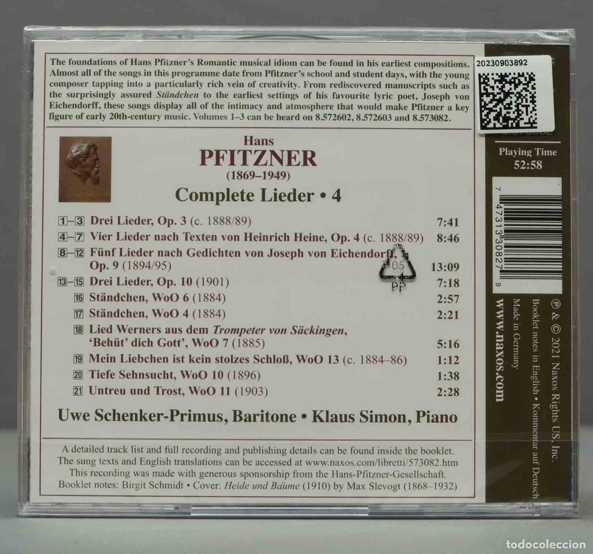 CDs de m&uacute;sica: CD. Uwe Schenker-Primus: Hans Pfitzner: Complete Lieder 4. PRECINTADO - Foto 2