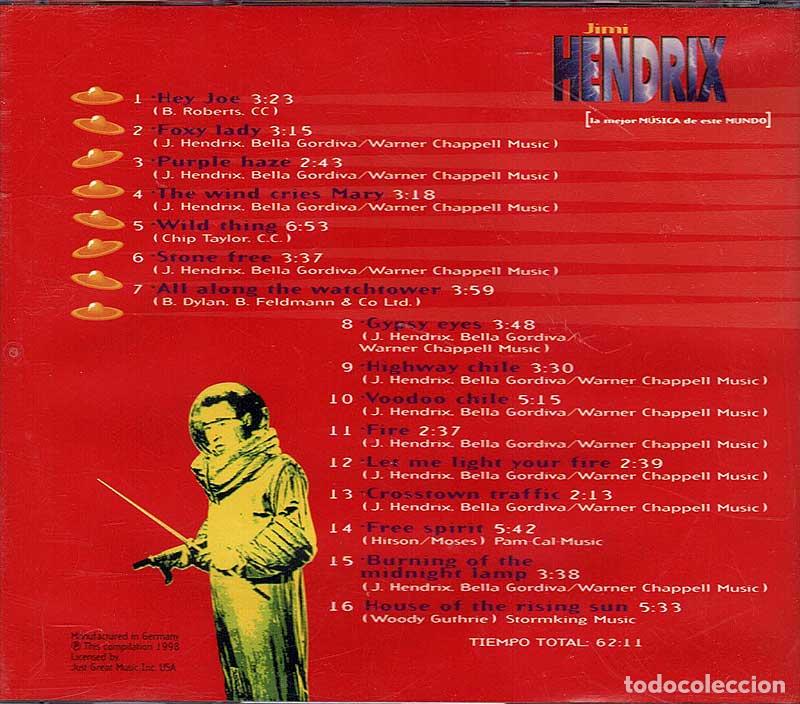 CDs de m&uacute;sica: Jimi Hendrix - 16 Grandes Exitos en Versi&oacute;n Original. CD - Foto 2