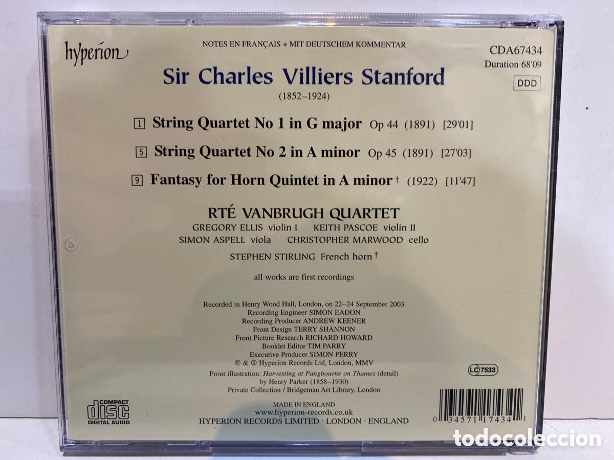 CDs de m&uacute;sica: Stanford - RT&Eacute; Vanbrugh Quartet - String Quartets No 1 & 2 (CD) - Foto 2
