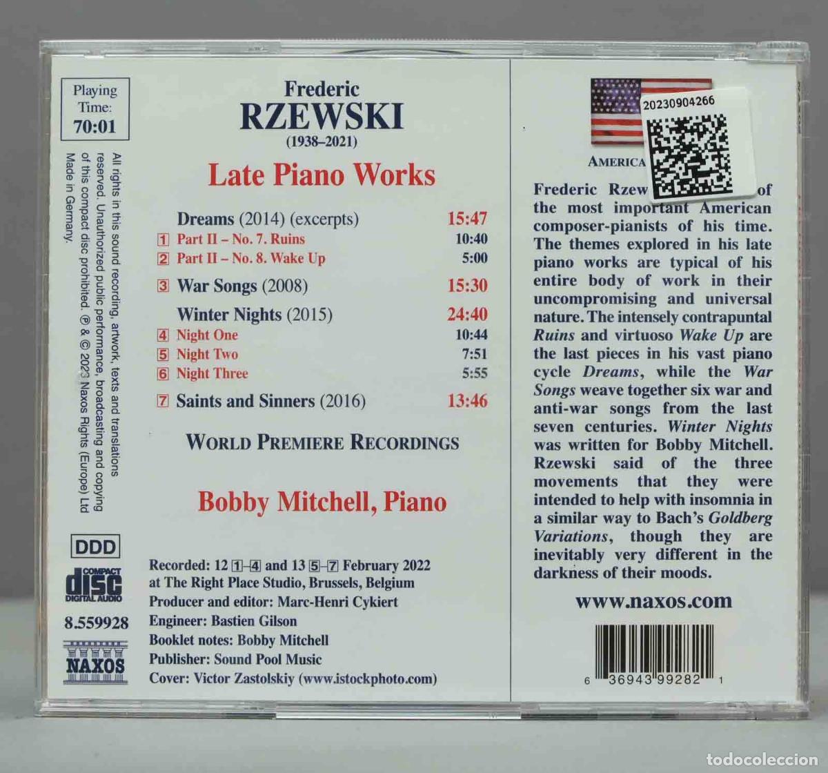 CDs de m&uacute;sica: CD. BOBBY MITCHELL - FREDERIC RZEWSKI DREAMS WAR - Foto 2
