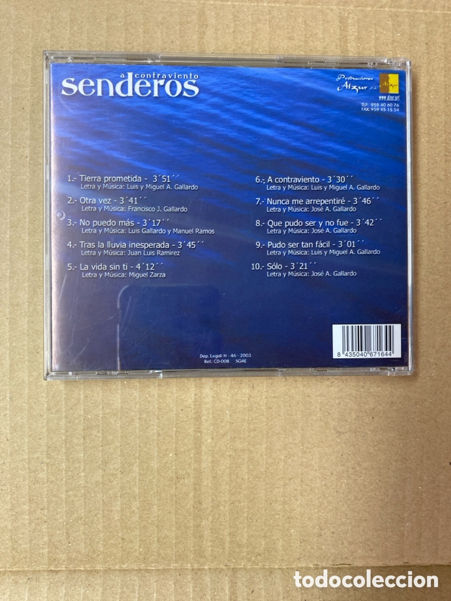 CDs de m&uacute;sica: CD SENDEROS. A CONTRAVIENTO. - Foto 2