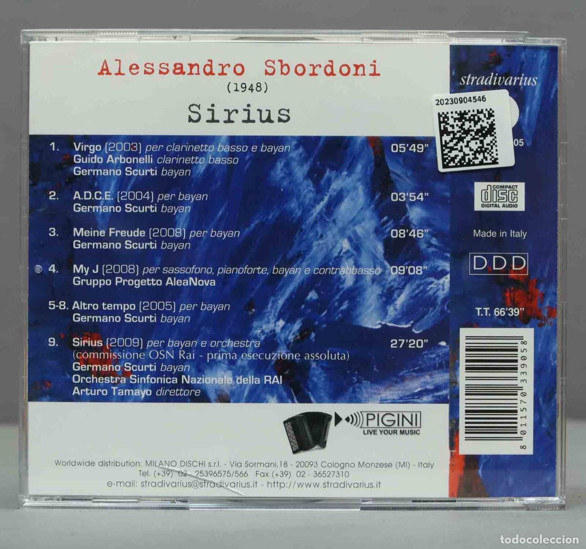 CDs de m&uacute;sica: CD. Sirius - Alessandro Sbordoni - Germano Scurti - Foto 2