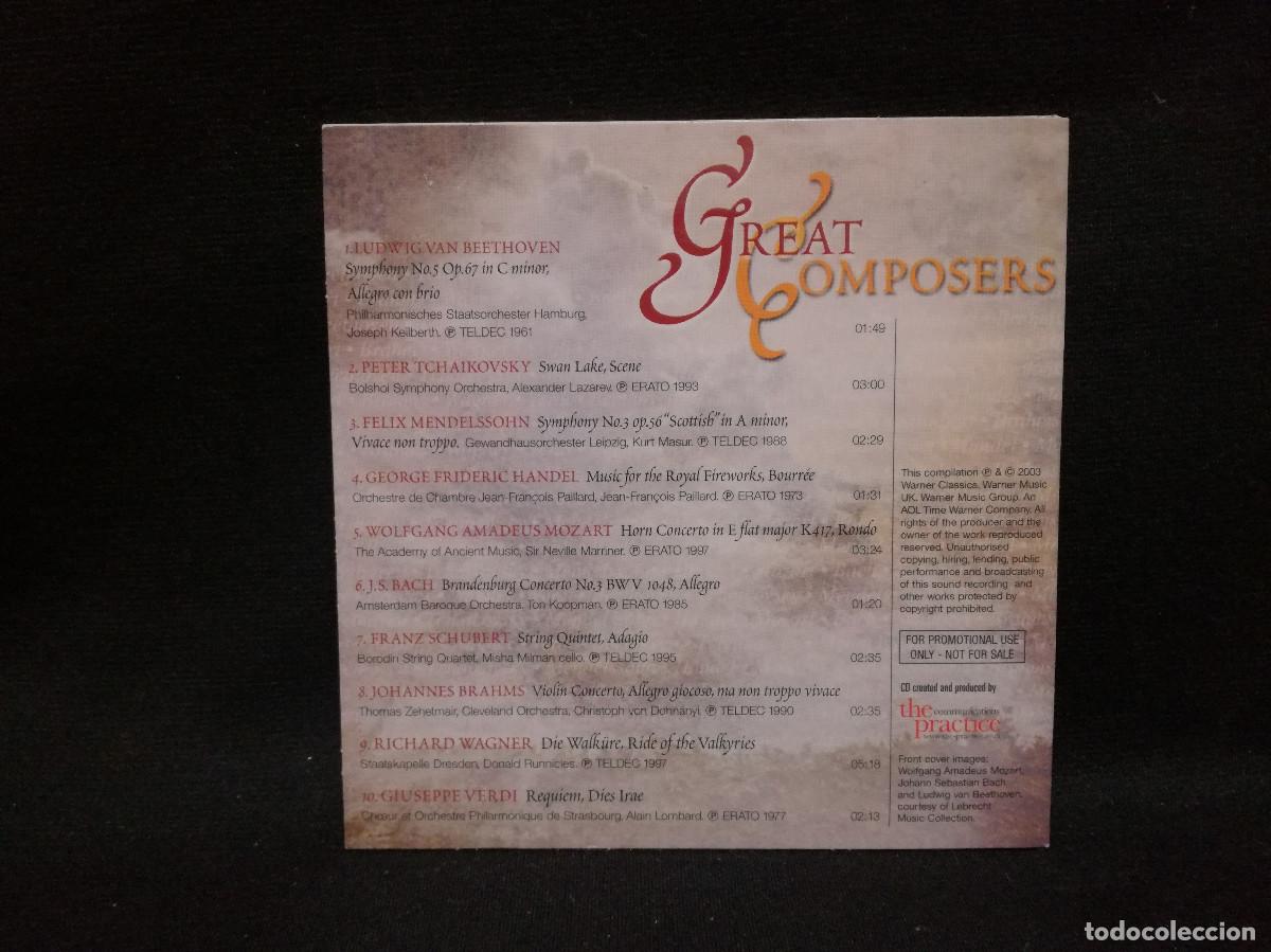 CDs de m&uacute;sica: CD - GREAT COMPOSERS (FUNDA DE CARTON) - Foto 2
