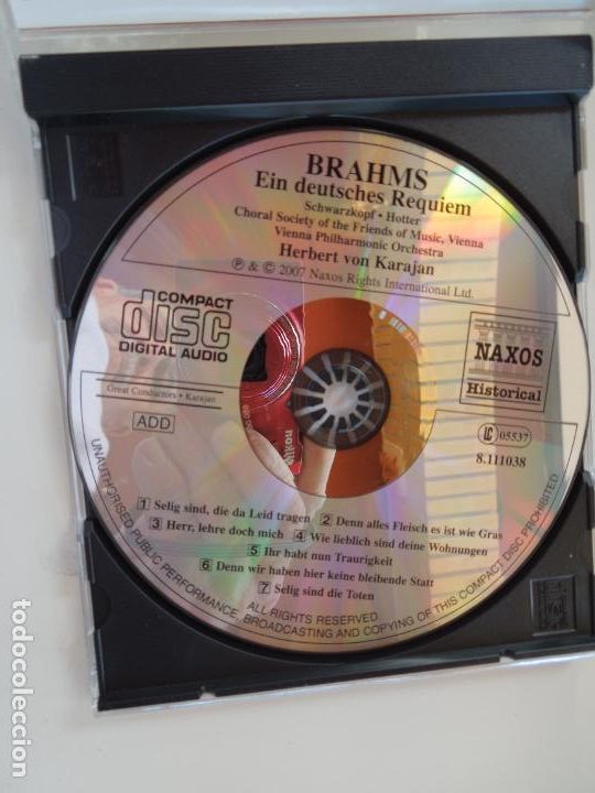 CDs de m&uacute;sica: BRAHMS -EIN DEUTSCHES REQUIEM - HERBERT VON KARAJAN - CD - Foto 2