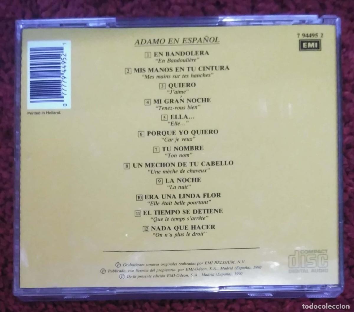 CDs de m&uacute;sica: ADAMO (ADAMO CANTA EN ESPA&Ntilde;OL) CD 1990 - Foto 2