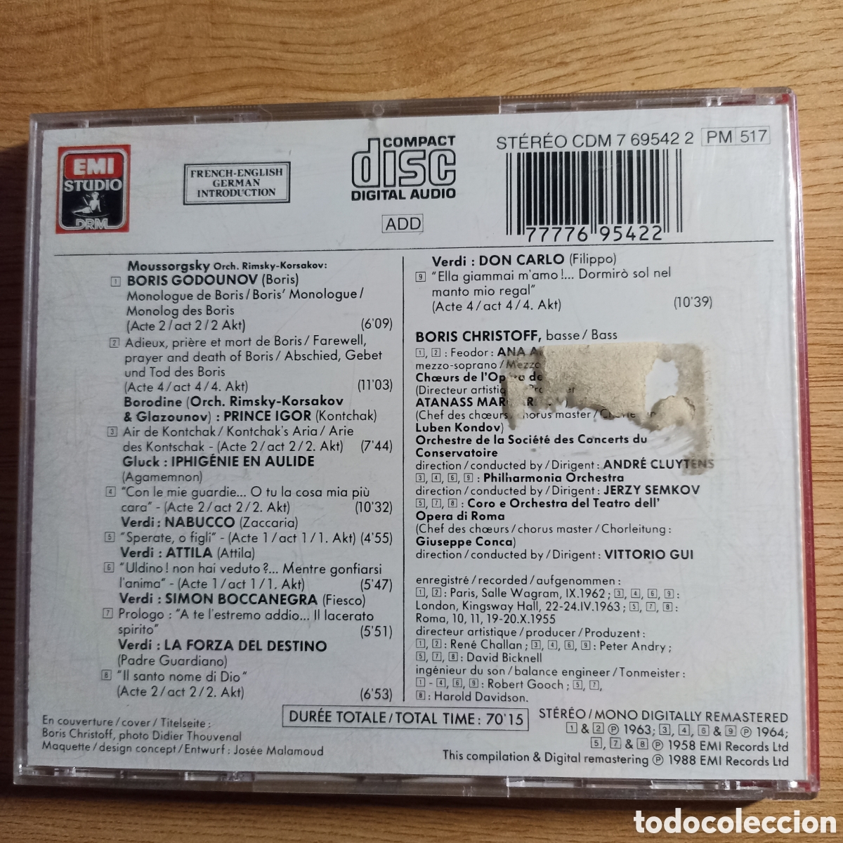 CDs de m&uacute;sica: Boris Christoff. Airs DOp&eacute;ras. - Foto 2