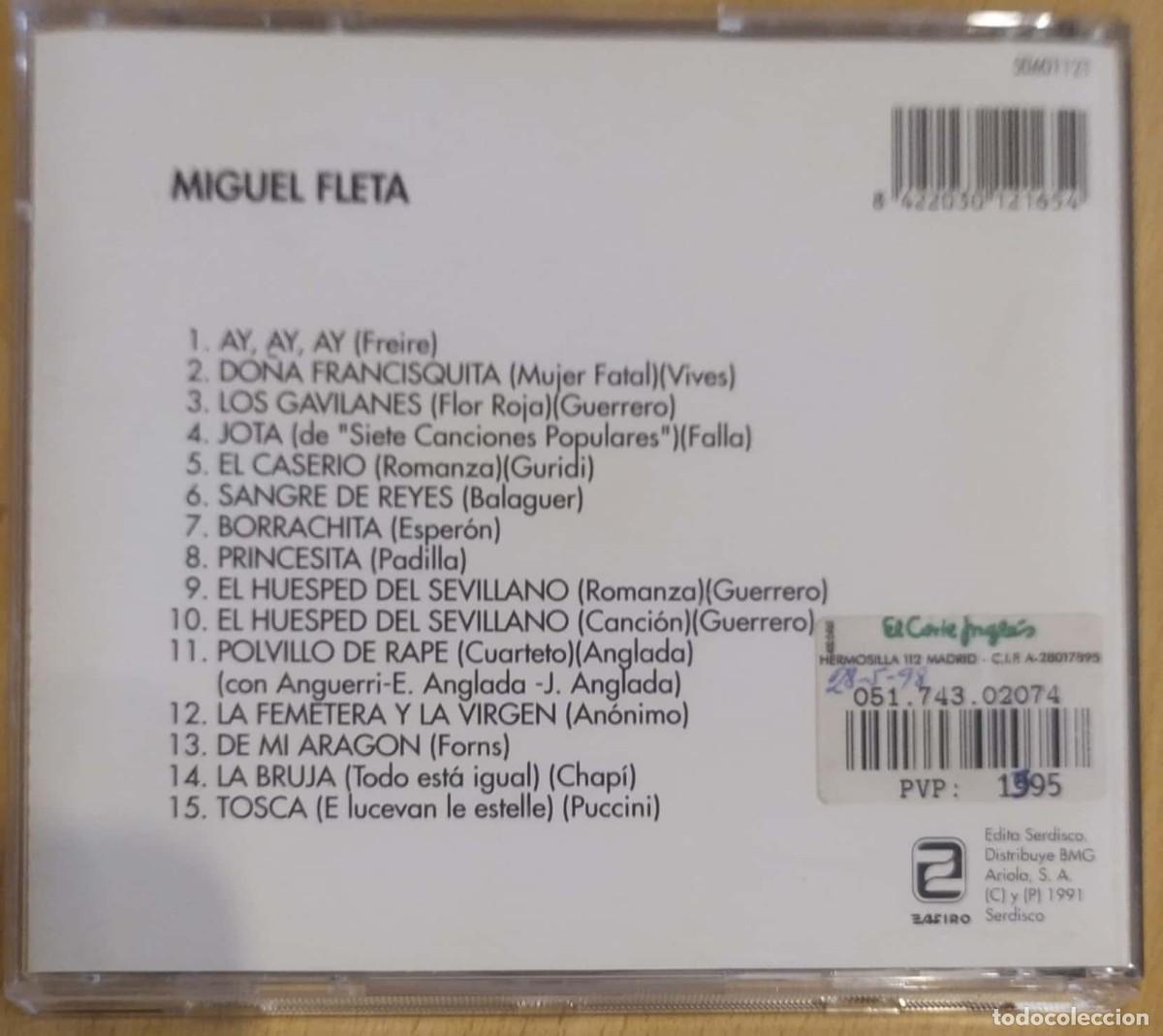 CDs de m&uacute;sica: MIGUEL FLETA - CD 1991 - Foto 2