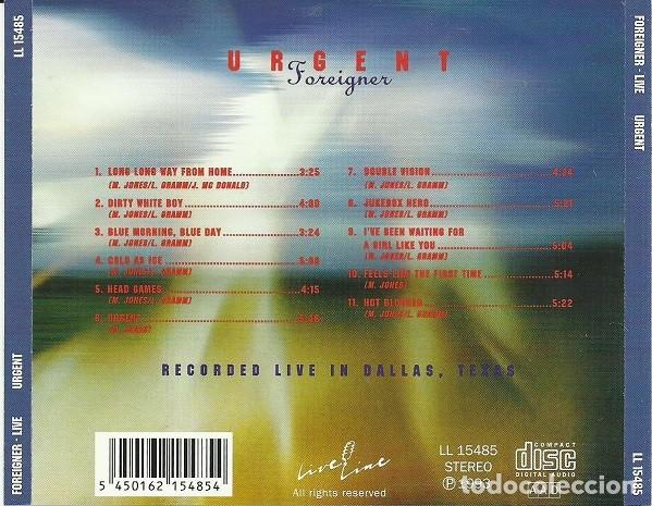CDs de m&uacute;sica: Foreigner &ndash; Urgent cd - Foto 2