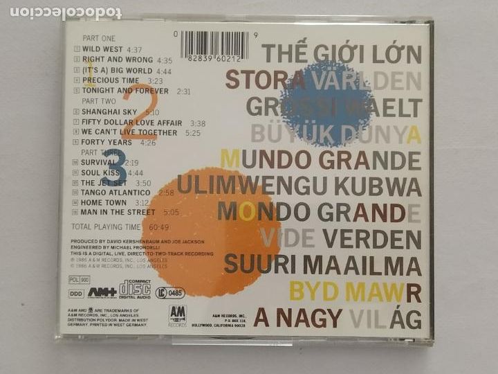 CDs de m&uacute;sica: CD JOE JACKSON - BIG WORLD (292) - Foto 2