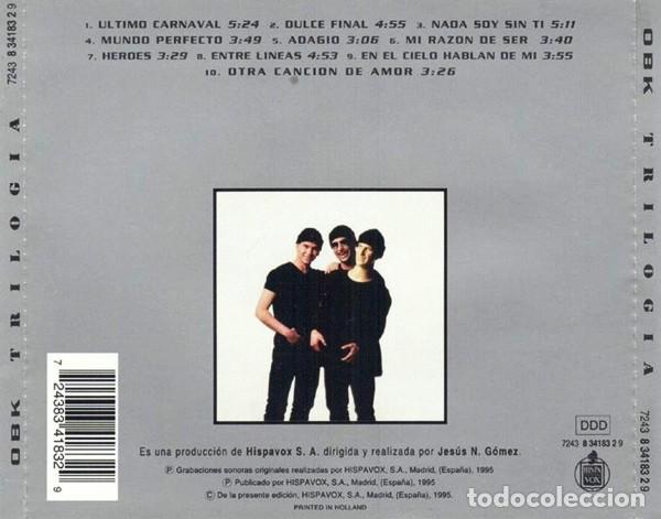 CDs de m&uacute;sica: OBK &lrm;&ndash; TRILOG&Iacute;A CD 1995 SYNTH POP - Foto 2