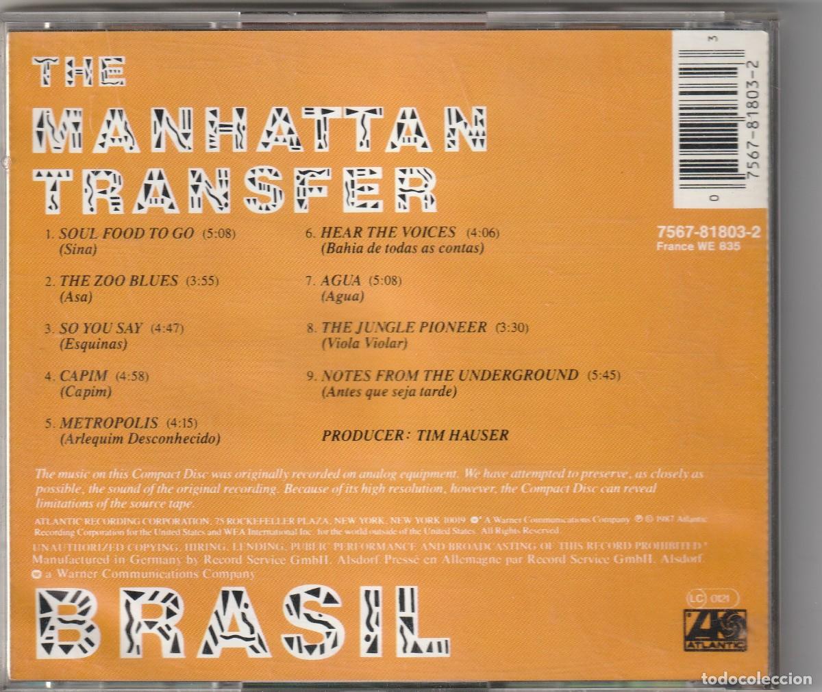 CDs de m&uacute;sica: THE MANHATTAN TRANSFER - BRASIL (CD ATLANTIC) - Foto 2